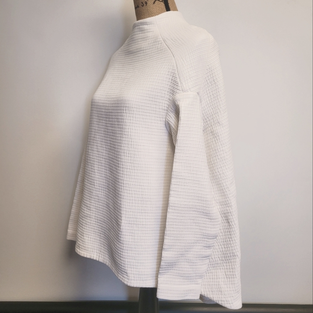 Rosie Assoulin White Textured Long Sleeve Top - Picture 4 of 10